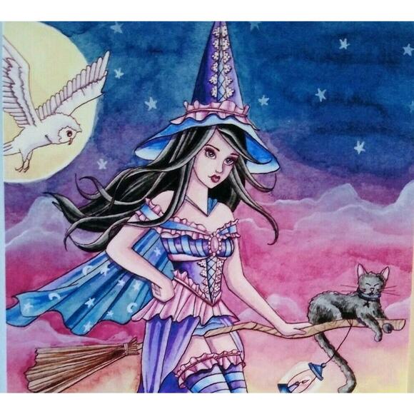 Halloween Fantasy Postcard Nikki Burnette Goth Witch Fantasy Tabitha 2012 Ltd 35 - Picture 1 of 4
